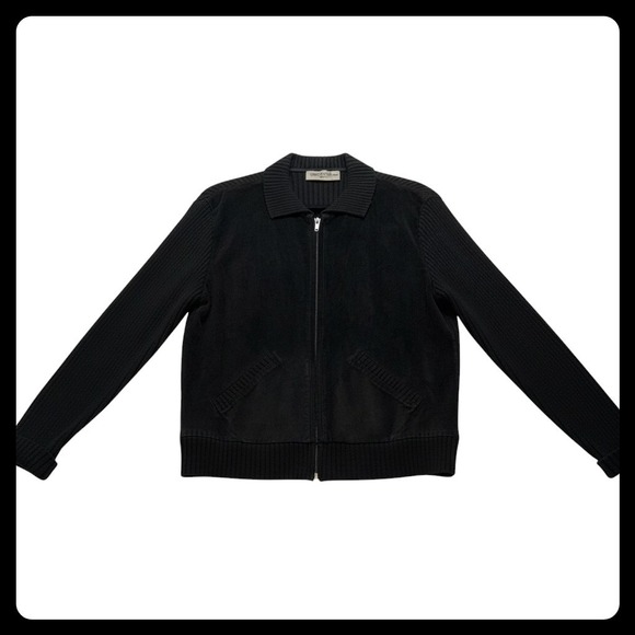 Chico's Design Jackets & Blazers - Chico's Design Jacket Women Size 2 Black Leather Suede Knit Mixed Media Coat